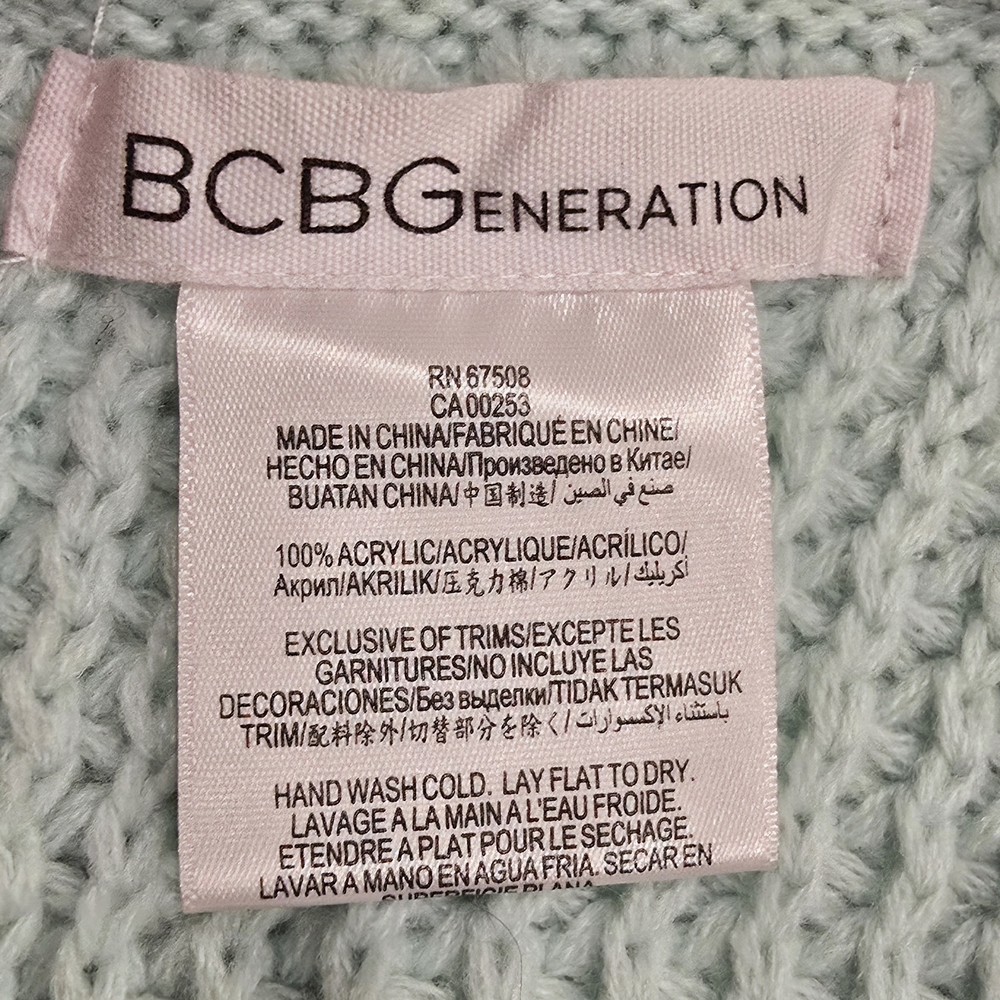 BCBG Light Green Knit Waffle Scarf Multi Use Headcover Infinity COZY Thick - Picture 4 of 5